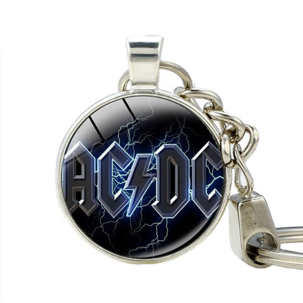 

classical band souvenirs gifts acdc pendant keychain fashion zinc alloy ac/dc key buckle chain, Silver