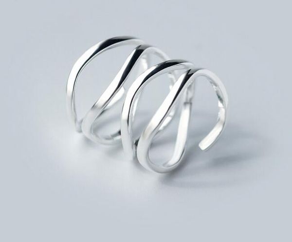 

new real. 925-sterling-silver multi-rows twisted knot long ring band party jewelry adjustable gtlj1104, Golden;silver