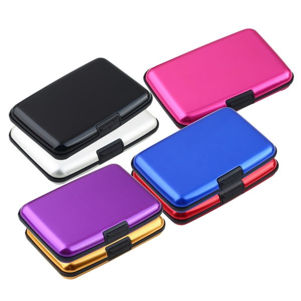 

1pcs waterproof business id wallet holder aluminum metal case glossy box 2017 popular worldwide sale, Brown;gray