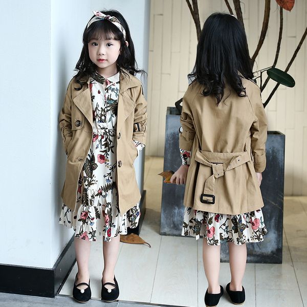 

2018 autumn trench coat for girls clothes children clothing long sleeve jacket kids clothes windbreaker teen girls 5-16y, Camo