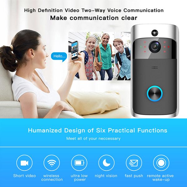 

Wifi video doorbell wirele ring doorbell with camera mobile phone remote monitoring vi ual doorbell mart for home