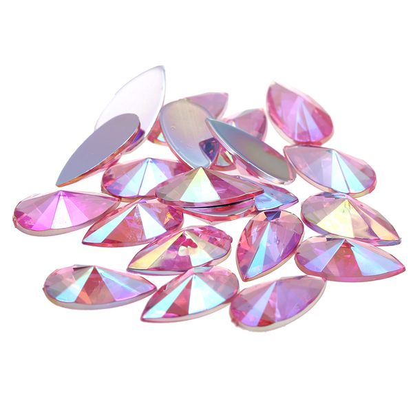 

8x13mm 2000pcs drop shape pointed flatback ab colors acrylic rhinestone strass high shine nail art decorations, Silver;gold