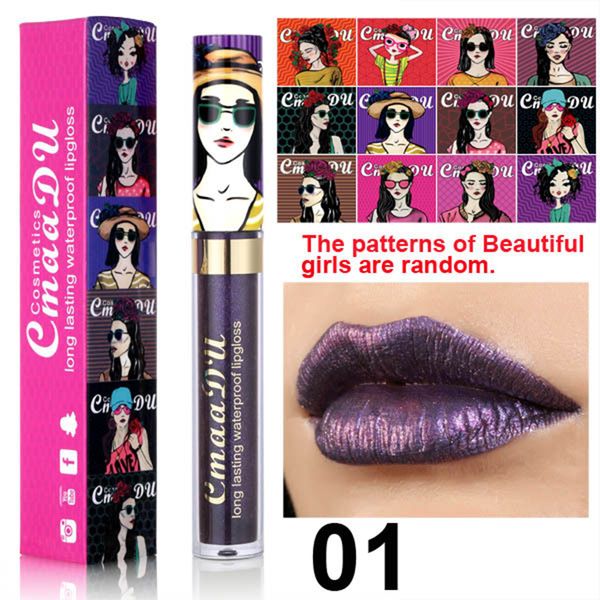 

fashion shining metal liquid lip gloss lipstick halloween festival glitter style shimmer lips makeup beauty lipgloss tint
