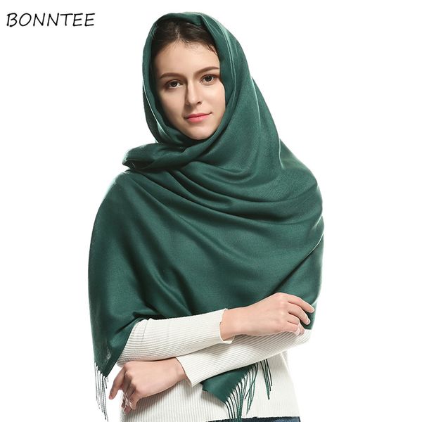 

scarves women solid cashmere warm elegant shawl soft simple trendy head scarf korean tassel womens scarfs all-match ladies 2018