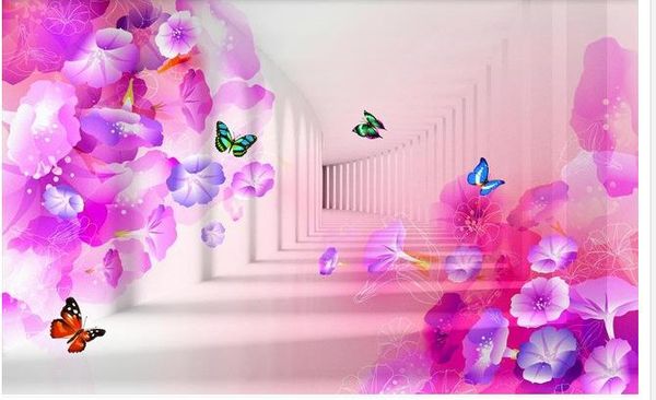 

wallpaper 3d mural for living room dream flower butterfly 3d stereo tv background wall decoration painting living room restaurant ceiling