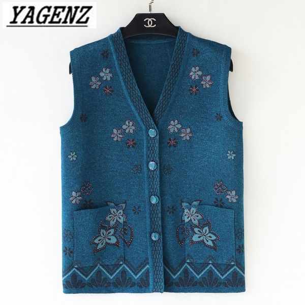 

grandma knitwear sweater vest jacket plus size 5xl spring autumn sleeveless women's knit cardigan coat loose women clothing, White;black