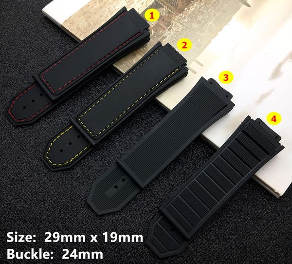 

brand silicone soft nature rubber waterproof watchband watch band for strap for king power accessories 29x19mm logo on, Black;brown
