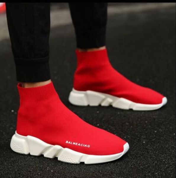 

2018 Luxury Sock Speed Trainer Running Shoes Men&Women Black White Red Sneakers Race Runners Fashion Top Boots Size 36-45 AAA