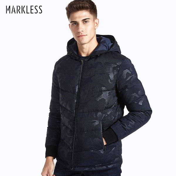 

markless jackets men 90% sleeve coats clothing winter down white brand camouflage casual men rib duck outwear rrngc, Black