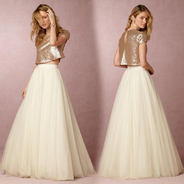 

sequins tulle 2 pieces prom dresses with jewel neck 2018 women party dresses floor length gowns, Black