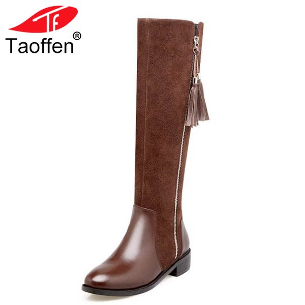 

carzicuzin genuine thick fur winter women boots zipper side knee high with warm fur real natural leather boots women size 34-39, Black