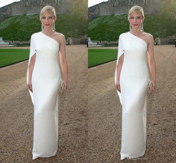 

simple one shoulder prom dresses 2018 with short sleeves sheath satin floor length evening dresses formal gowns fast shipping 81, Black