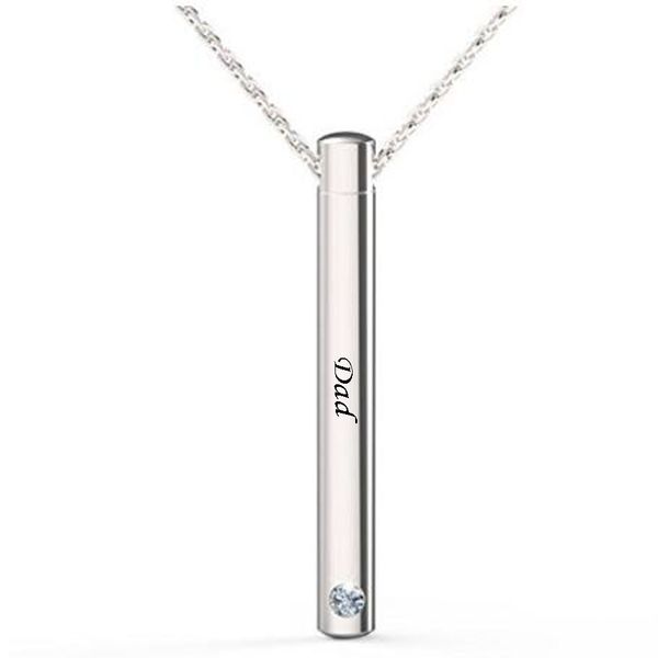 Papà e mamma Minimalist Bar Urn Silver Pendant Memorial Memorial - per Ashes Keepsake Squisito fascino collana di fascino gioielli di cremazione acciaio inossidabile