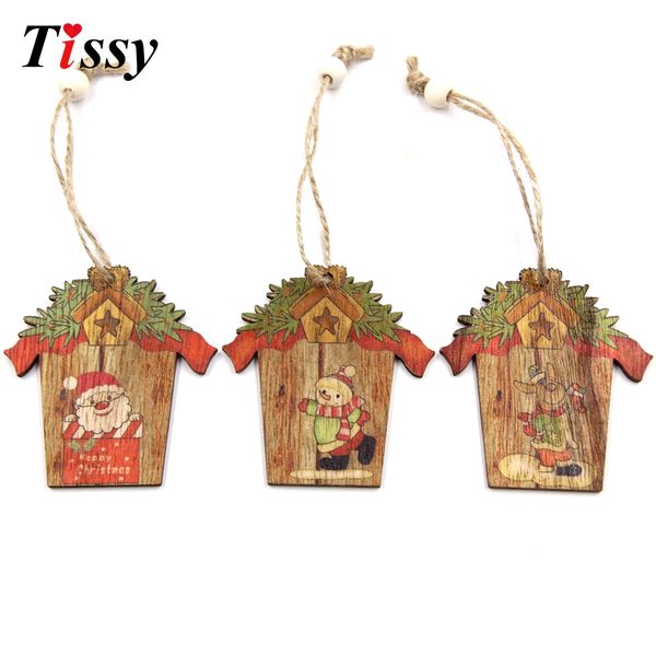 

9pcs printed mini house christmas wooden pendants xmas tree ornaments diy wood crafts home christmas party decoration kids gift