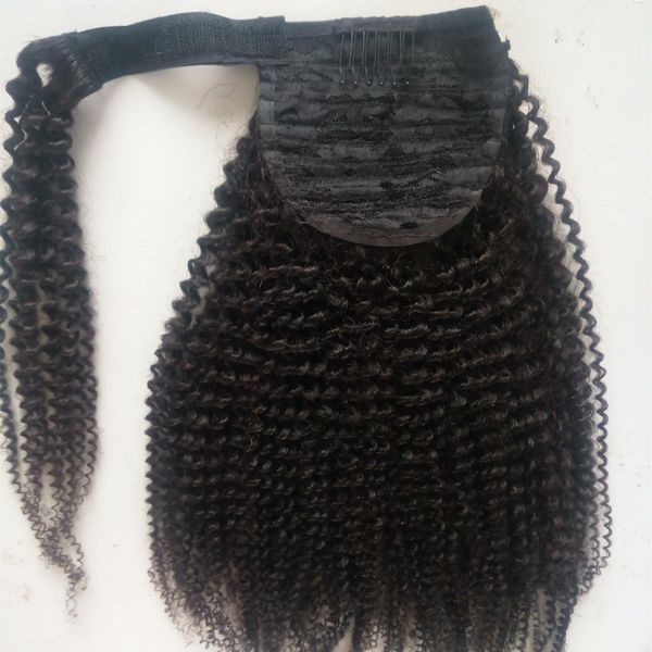 

natural curly clip ponytail hair pieces brazilian human virgin kinky curly ponytail hair extensions natural black color 160g one bundle