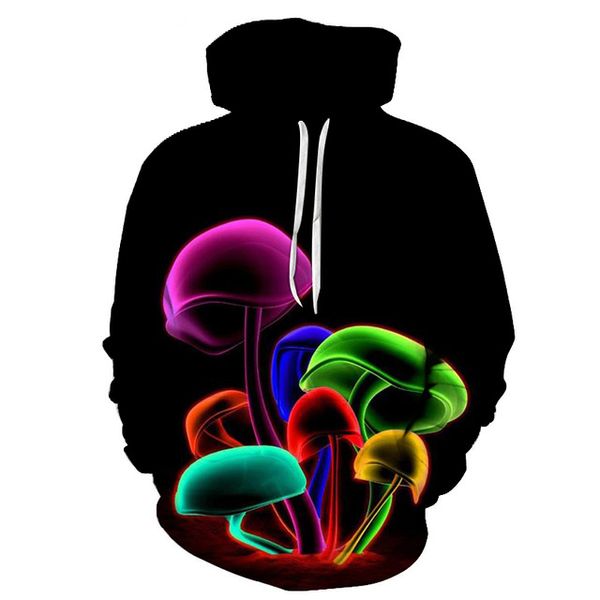 

new fashion mushroom hooded sweatshirt men women long sleeve outerwear pullovers 3d hoodies lms0013, Black