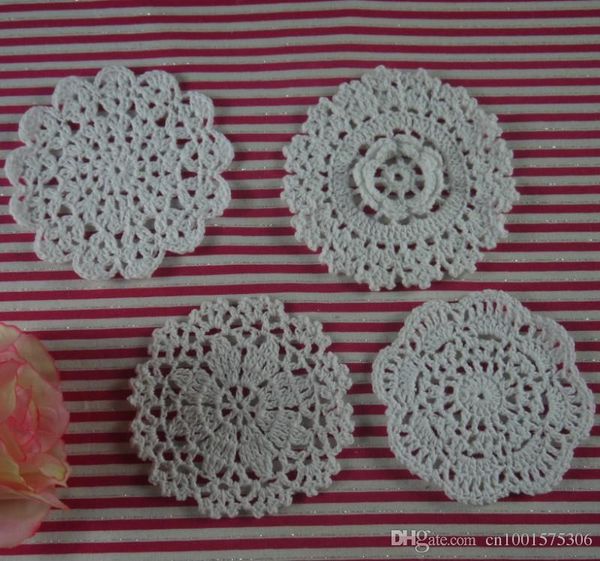 100/% Coton-Lot de 4 Handmade Crochet Coasters