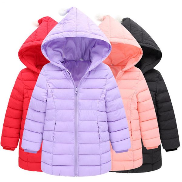 

baby girls children outerwear winter hooded coats winter jacket fashion kids coat children's warm girls clothing, Blue;gray