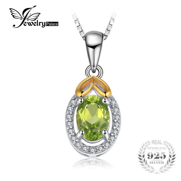 

jewelrypalace luxry 0.97ct genuine oval gemstone peridot pendants for women 925 sterling silver fine jewelry not include chain