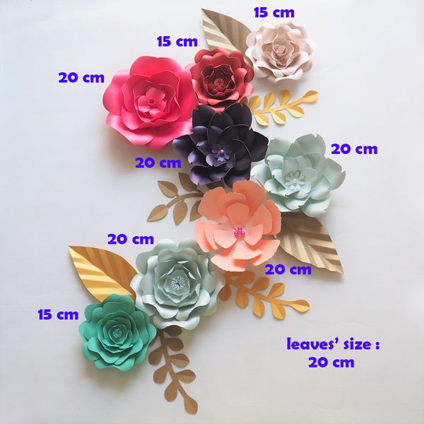 

craft supplies artificial flowers paper flower 8pcs + 7 leaves wedding & party deco home decoration diy model number:hfcp061715