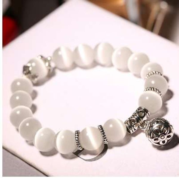 

natural opal beads bracelets crystal fashion women bracelet vintage stainless steel braceletes for women 370539, Golden;silver