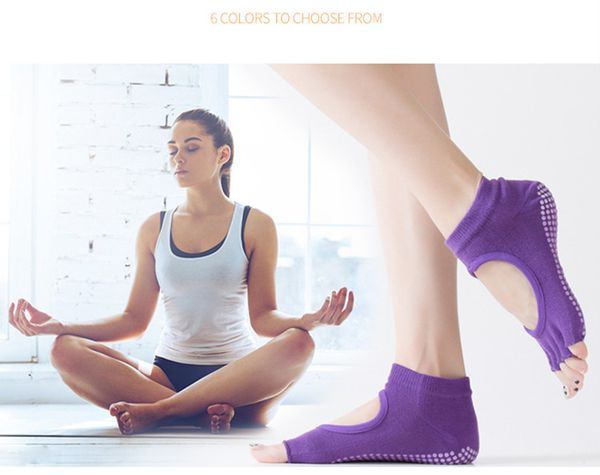 Mulheres Pilates Five Toe 100% algodão Não-Slip Toes meias Anti-slip Yoga feminino meias Mix cor Frete Grátis