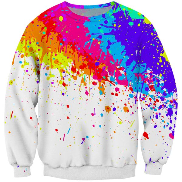 

new fashion splatter color paint dot funny 3d print sweats fashion clothing women men sweatshirt casual pullovers k53, Black