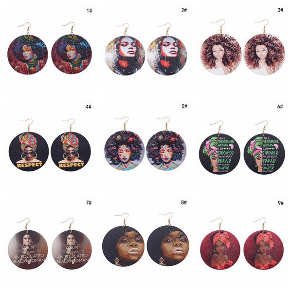 

Преувеличенные Африканский узор головы серьги афро девушка деревянные серьги ст