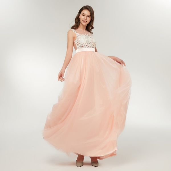 

2018 wangyandress champagne cap sleeves bridesmaid dresses sweep train lace applique hollow back brides maid of honor dresses, White;pink