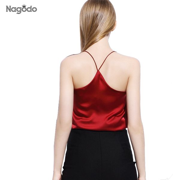 

nagodo high grade silk blouse back cross sling vest double wear womens camisole 7 colors plus size s-3xl, White