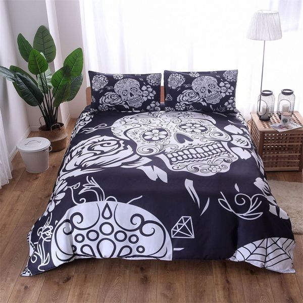 European Style Suit Bedding Sets Fashion Skull Duvet Covers Queen
