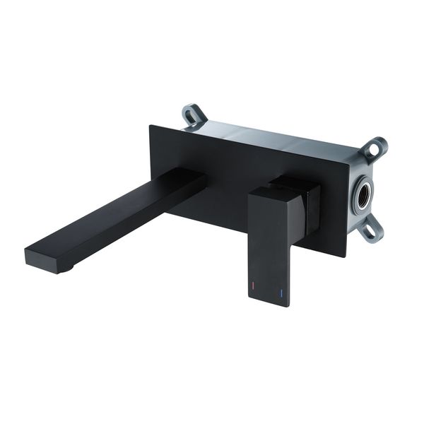 

square black brass basin sink faucet single with embedded box handle mixer tap wall mounted bathroom sink faucets cold taps