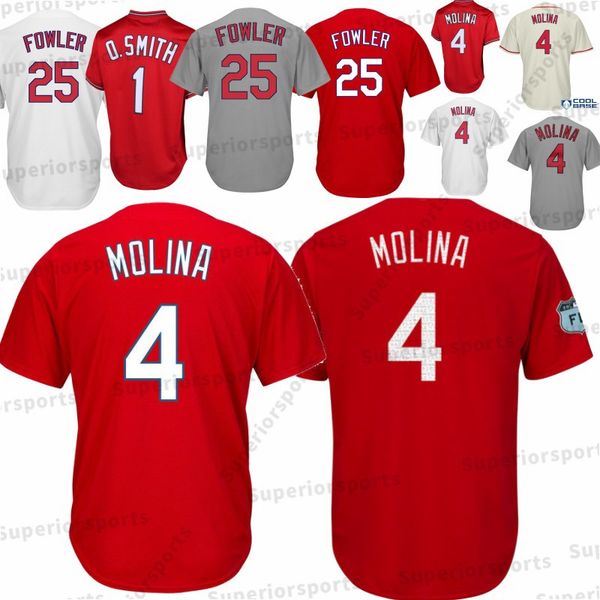 

St. Louis 4 Yadier Molina Cardinals 1 Smith 25 Dexter Fowler Baseball Jerseys M-XXXL Fast Free Shipping 100% Stitched