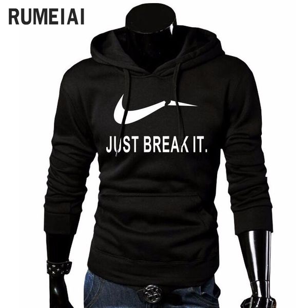 

rumeiai 2018 new brand sweatshirt men hoodies fashion solid fleece hoodie mens pullover men's tracksuits moleton masculino, Black
