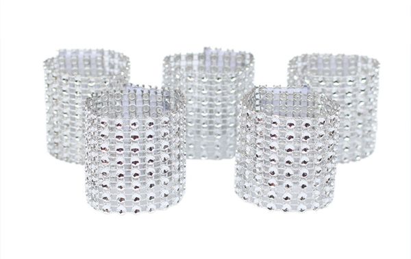 

100pcs rhinestone napkin rings wedding banquet napkin holder wrap buckle chair sashes bow covers l party decoration