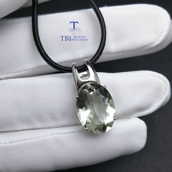 

tbj,simple and elegant pendant with natural green amethyst gemstone in 925 sterling silver fine jewelry for women & lady as gift