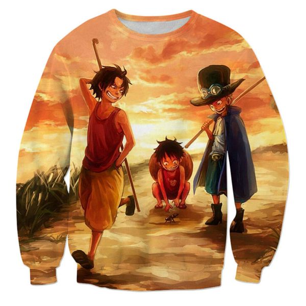 

новые моды для мужчин / женщин аниме one piece обезьяна d луффи roronoa zoro забавный черный 3d печатных толстовка стиль мода толстовка b225, Black