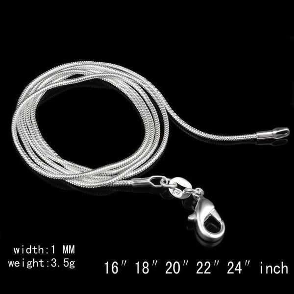 

1mm snake chain necklace 925 sterling silver necklaces fashion chains women jewelry necklace diy accessories price 16 18 20 22 24 inch