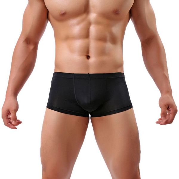 

New Men Boxer Soft Breathable Underwear Comfortable Solid Underpants Homme Panties Men's Boxers, Black