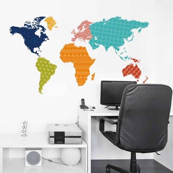 

new color world map wall sticker bedroom living room tv backdrop stickers wholesale waterproof removable