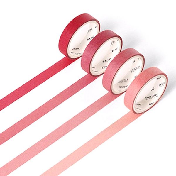 

4pcs/box 0.9cm*3m new simple solid color washi tape gradient diy decoration scrapbooking planner masking adhesive label sticker 2016