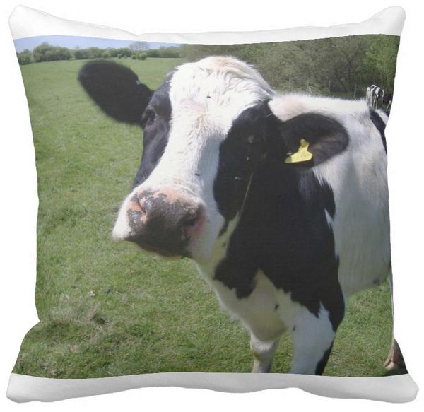 Decorative Cow Pillow Covers Can Map Custom Pictures Satin Pillow