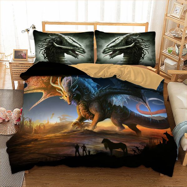 

cilected 3d dinosaur printed duvet cover set with pillow case quality bedding set twin/full//king size children's bedroom
