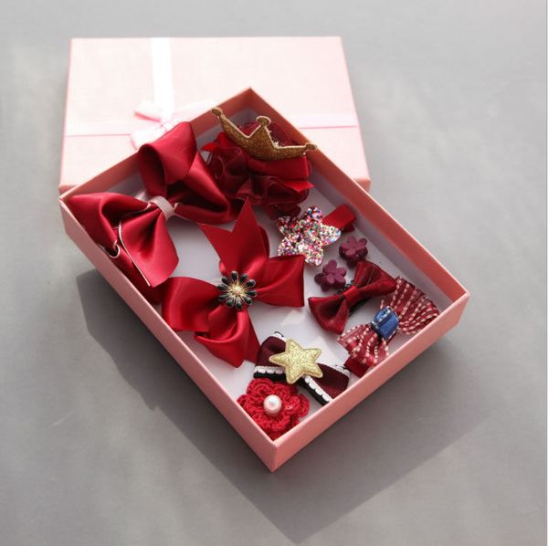10Pcs/Set Baby Girls Boutique Head Clips Hair Bows Crown Princess Bobbles Gift 