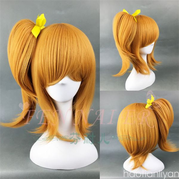 

lovelive love live kousaka honoka styled medium orange hair cosplay wig, Black
