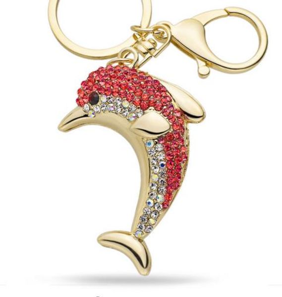 

1pcs crystal rhinestone dolphin key rings cute sparkling animal key chain purse handbags bag backpack charms, Slivery;golden