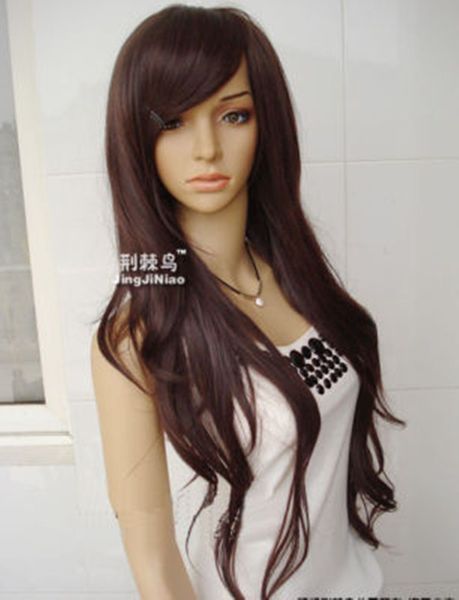 Japão clair beleza natural brown longo como peruca de cabelo humano autêntico