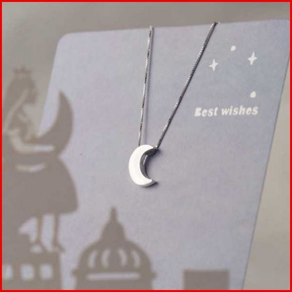 

925 pure silver moon necklace female fashion drawbench craft korean short clavicle chain ornament