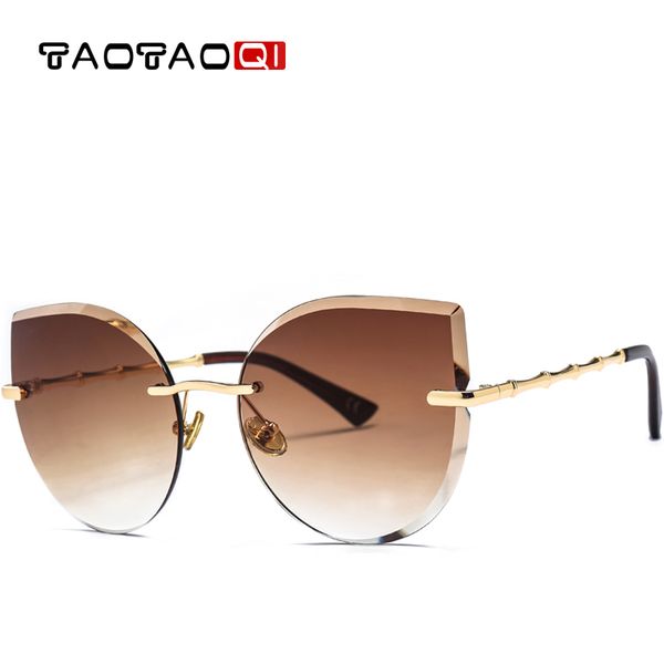 

taotaoqi luxury cat eye sunglasses women fashion designer brand sun glasses female frameless vintage shades eyewear uv400, White;black
