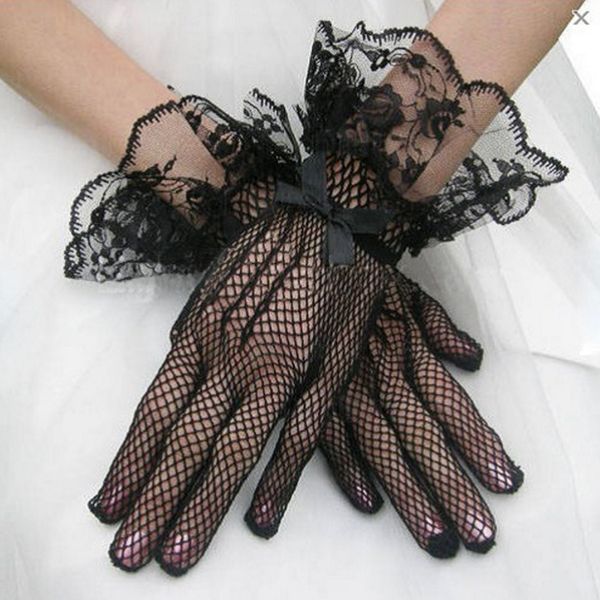 

women evening party prom costume lace gloves solid color fashion hollow out ladies glove, Blue;gray